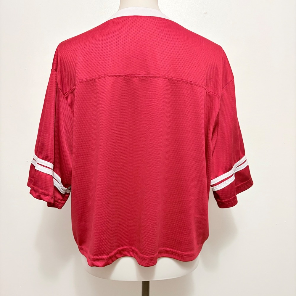 Ford Mustang Jersey  Large Red Racing Graphic Mesh V-Neck Short Sleeve Sporty - Picture 5 of 6